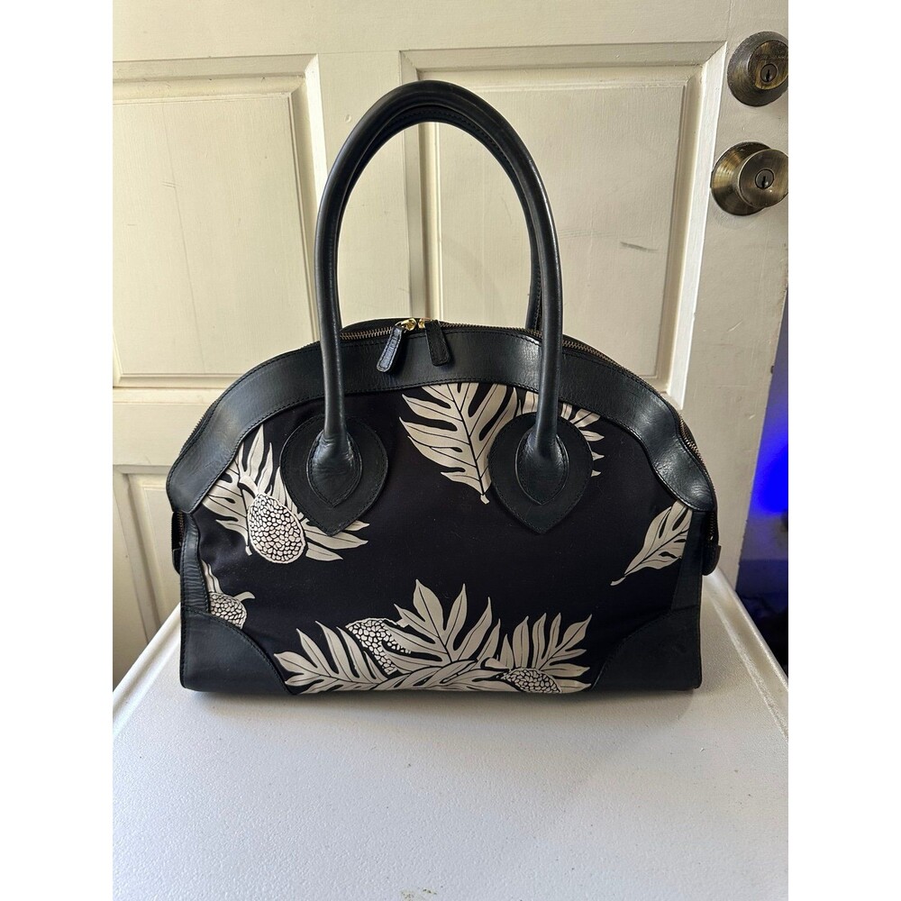 VGT Sig Zane Limited Edition Hawaiian Ulu Lauae Genuine Leather Trim Satchel Bag